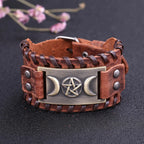 Triple Moon Leather Bracelet Wiccan Witchcraft 10