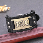 Triple Moon Leather Bracelet Wiccan Witchcraft 7