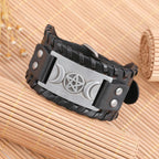 Triple Moon Leather Bracelet Wiccan Witchcraft 6