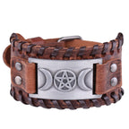 Triple Moon Leather Bracelet Wiccan Witchcraft 10