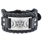 Triple Moon Leather Bracelet Wiccan Witchcraft 6