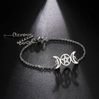Triple Moon Witchcraft Wiccan Chain Bracelet silver