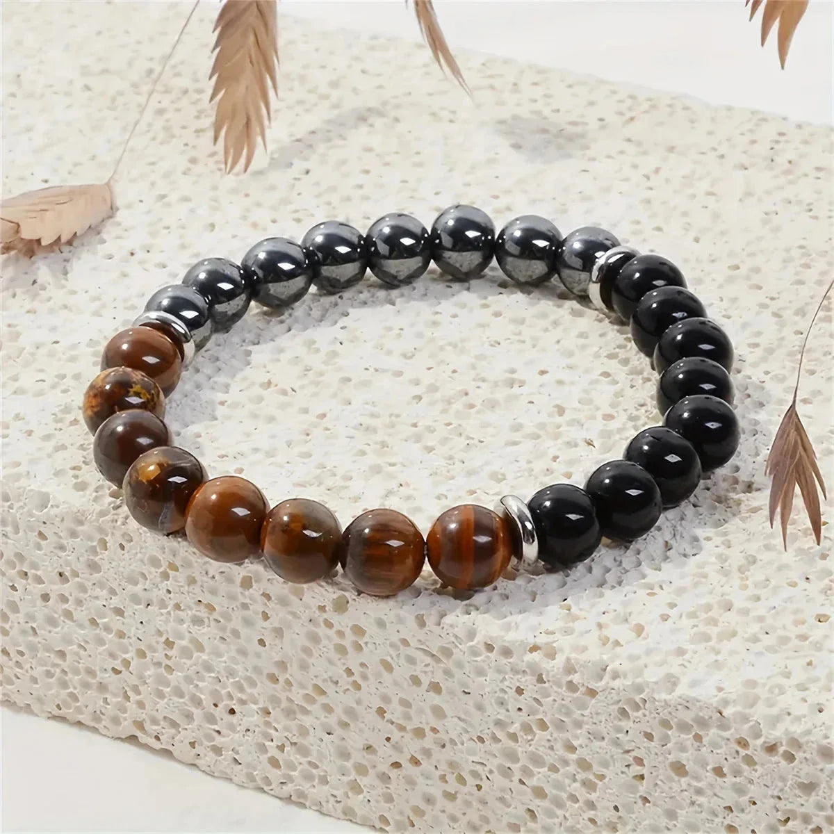 Triple Protection Bracelet Tiger Eye Tourmaline and Hematite