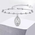 Virgin Mary Christian Silver ID Bracelet