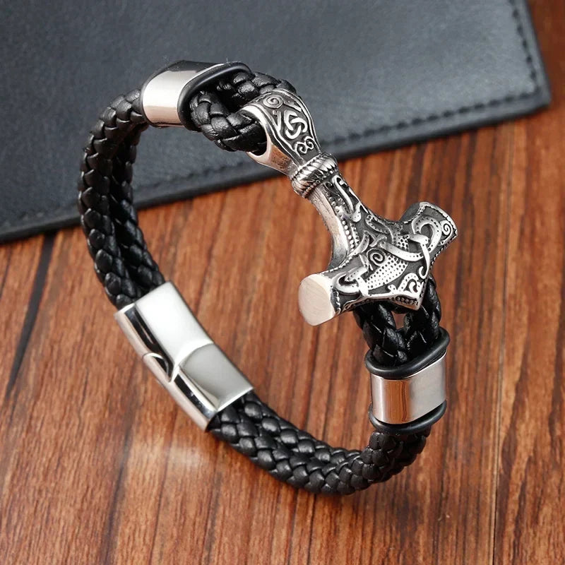 Bracelet torsadé noir ancre