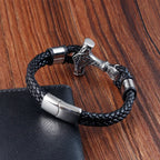 Bracelet torsadé noir ancre