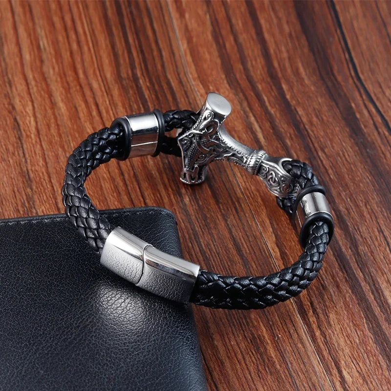 Bracelet torsadé noir ancre