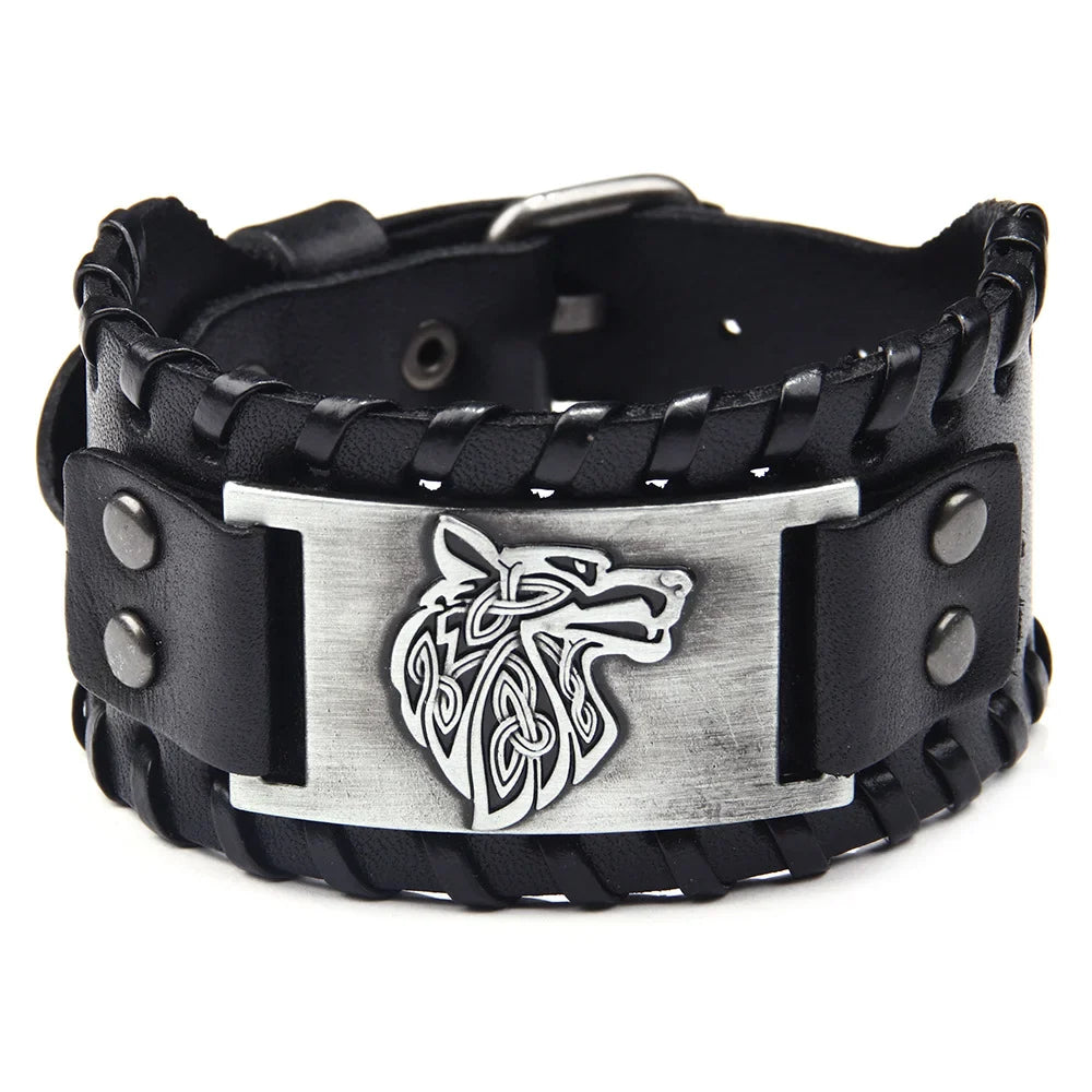 Silver Viking Fenrir Wolf Bracelet