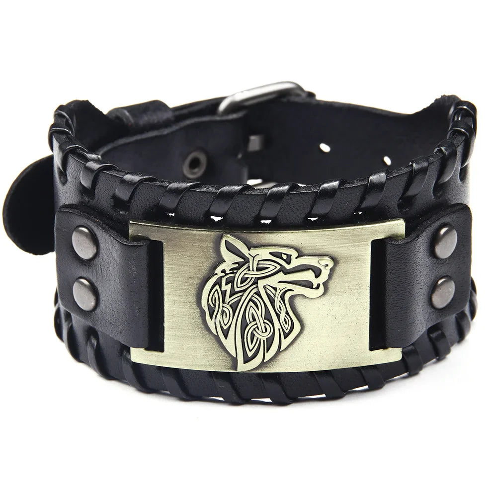 Gold Viking Fenrir Wolf Bracelet