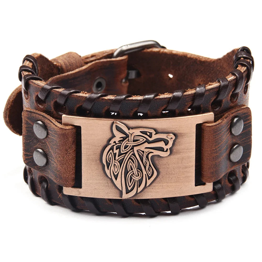 Rose gold Viking Fenrir Wolf Bracelet