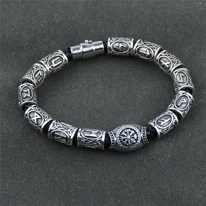 Viking Celtic Runes silver bracelet