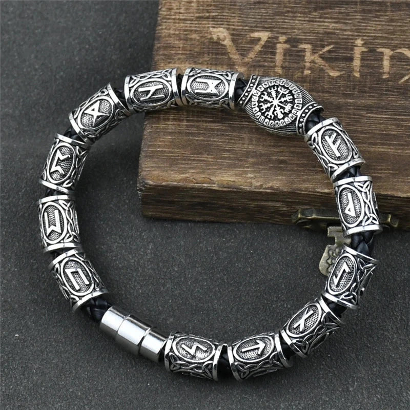 Viking Celtic Runes silver bracelet