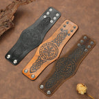 Viking Vegvisir Bracelet in black leather