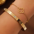 Set of 2 Bracelets with Gold 4-Leaf Clovers