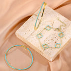 Set of 3 Bracelets with 4-Leaf Clovers in Blue Zircon