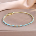 Set of 3 Bracelets with 4-Leaf Clovers in Blue Zircon