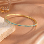 Set of 3 Bracelets with 4-Leaf Clovers in Blue Zircon