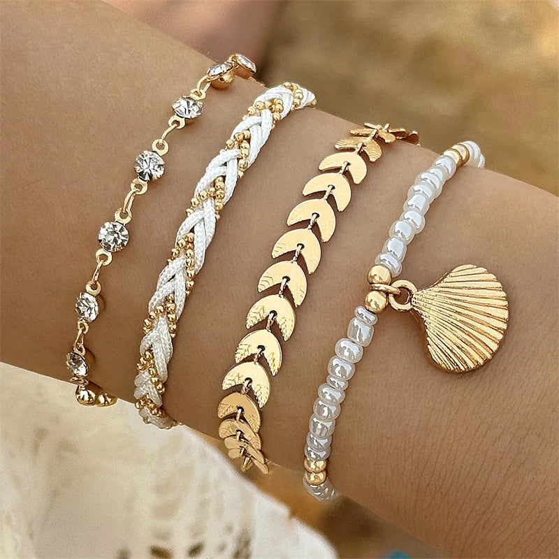 White Bohemian Style Bracelets