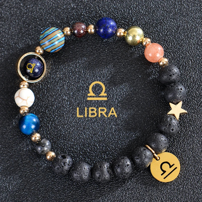 Bracelets Pierre de Lave 12 Constellations Signes Astrologiques du Zodiaque balance