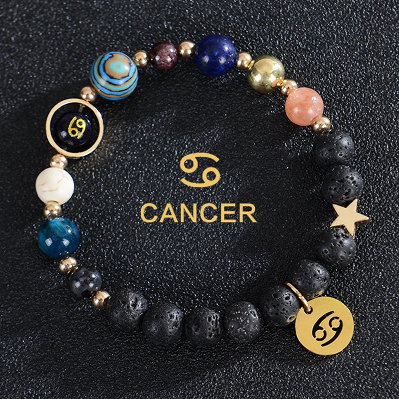 Lava Stone Bracelets 12 Constellations Zodiac Astrological Signs Cancer