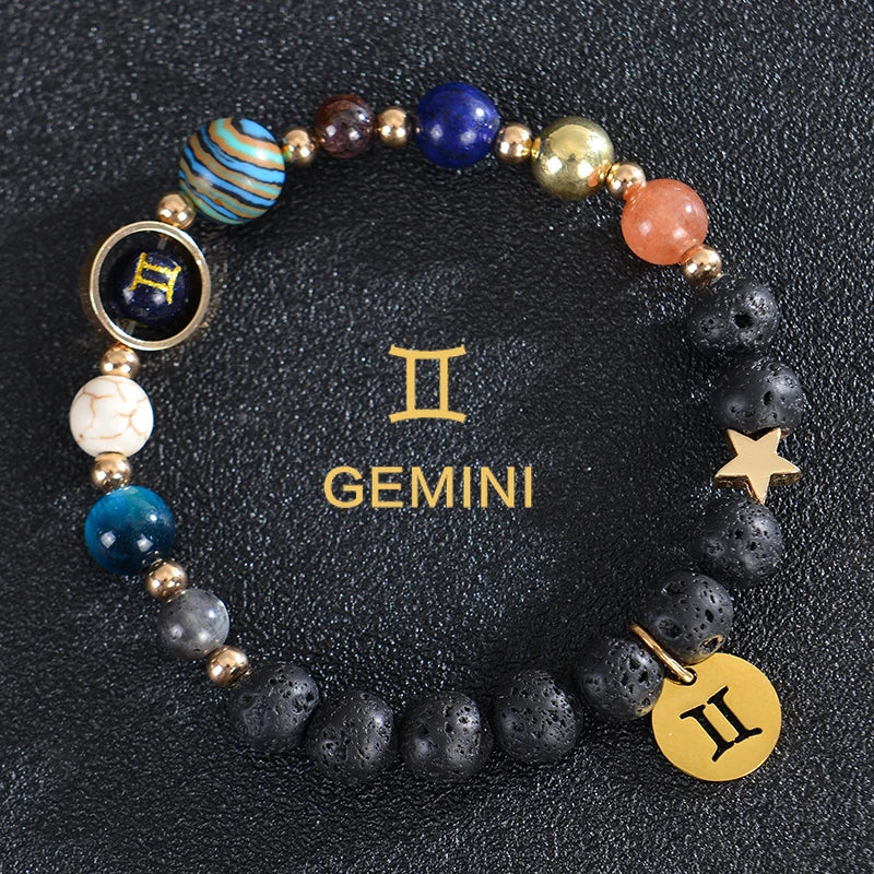 Lava Stone Bracelets 12 Constellations Zodiac Astrological Signs Gemini