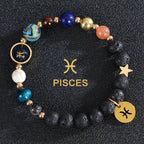 Lava Stone Bracelets 12 Constellations Zodiac Astrological Signs Pisces
