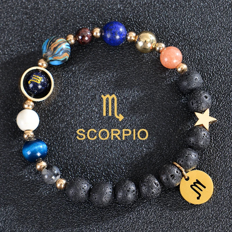Lava Stone Bracelets 12 Constellations Zodiac Astrological Signs Scorpio