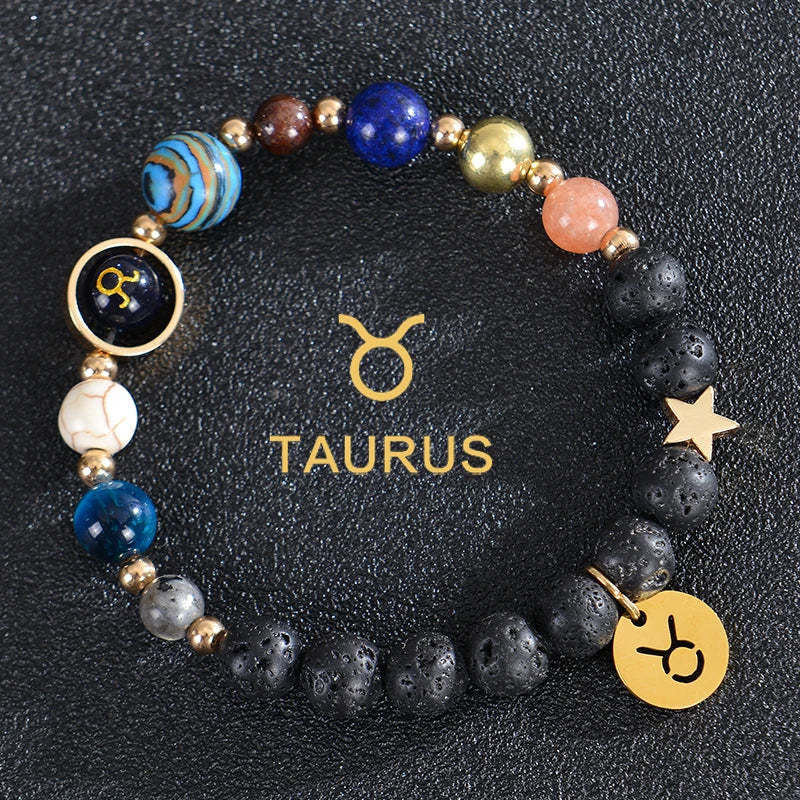 Lava Stone Bracelets 12 Constellations Zodiac Astrological Signs Taurus