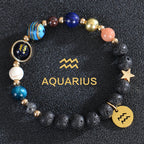 Lava Stone Bracelets 12 Constellations Zodiac Astrological Signs Aquarius