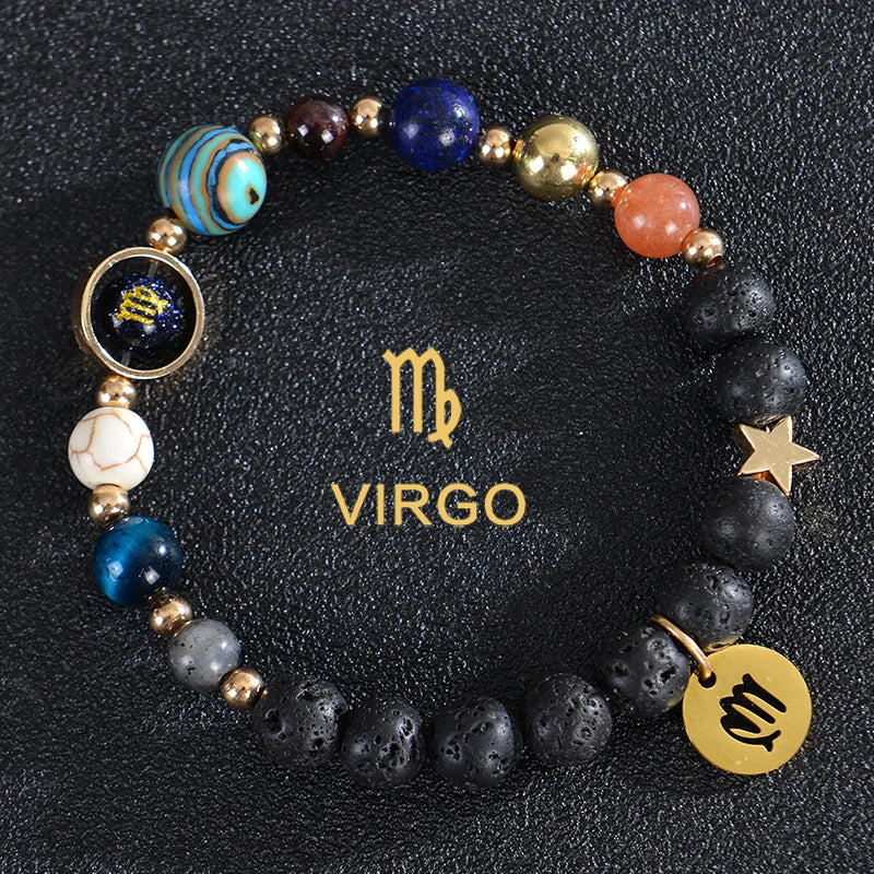 Lava Stone Bracelets 12 Constellations Zodiac Astrological Signs Virgo