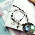 Bracelets pour Couples avec Perle Lumineuse Gourmette Croix