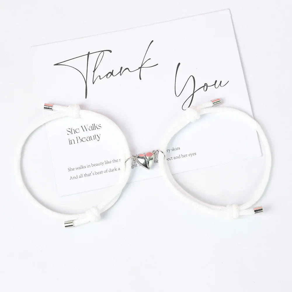 Magnetic Heart Gourmette Bracelets for Couple Friends 3