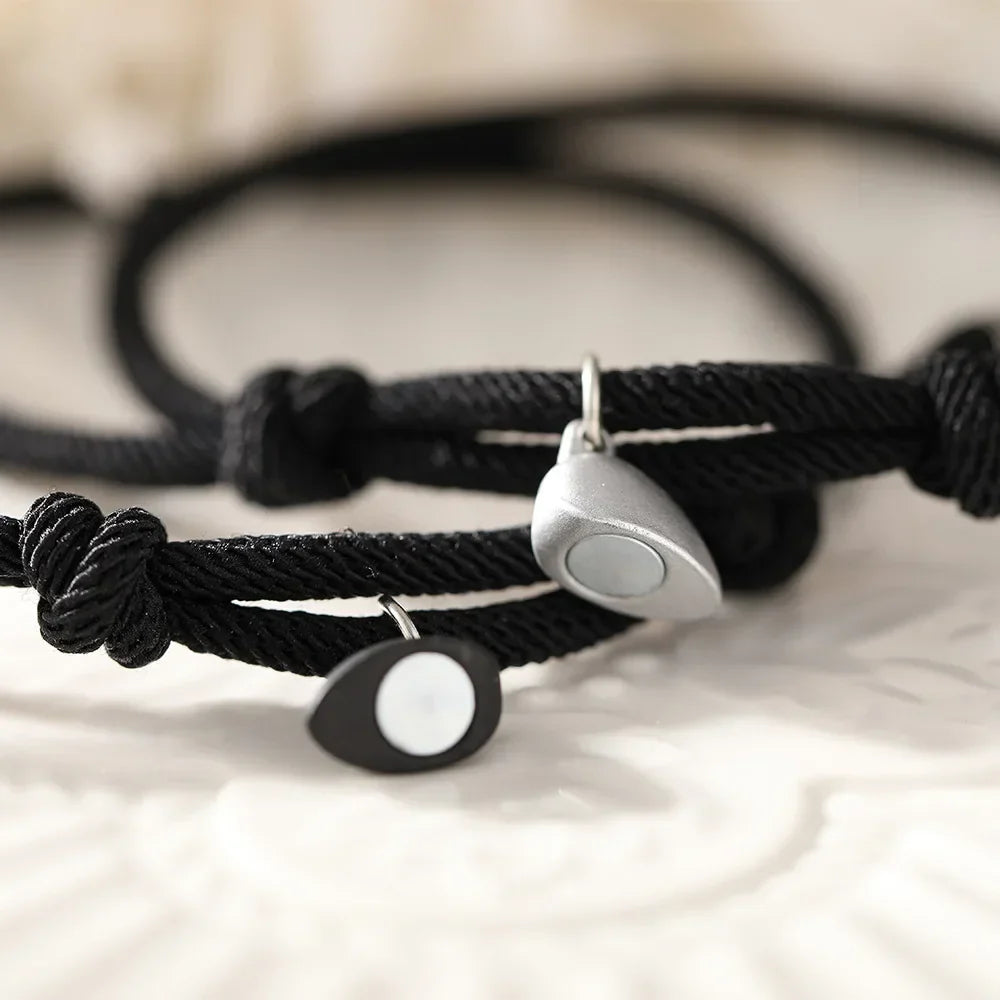 Magnetic Heart Gourmette Bracelets for Couple Friends