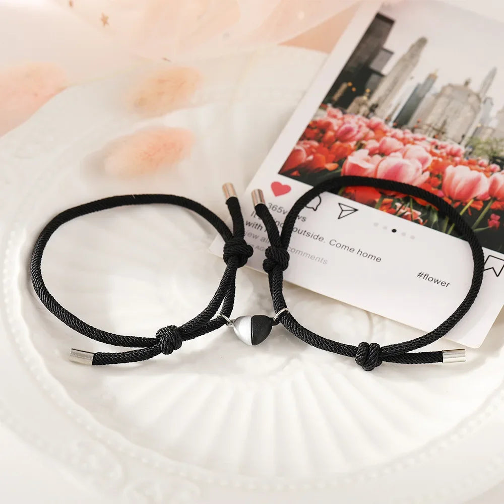 Magnetic Heart Gourmette Bracelets for Couple Friends 7