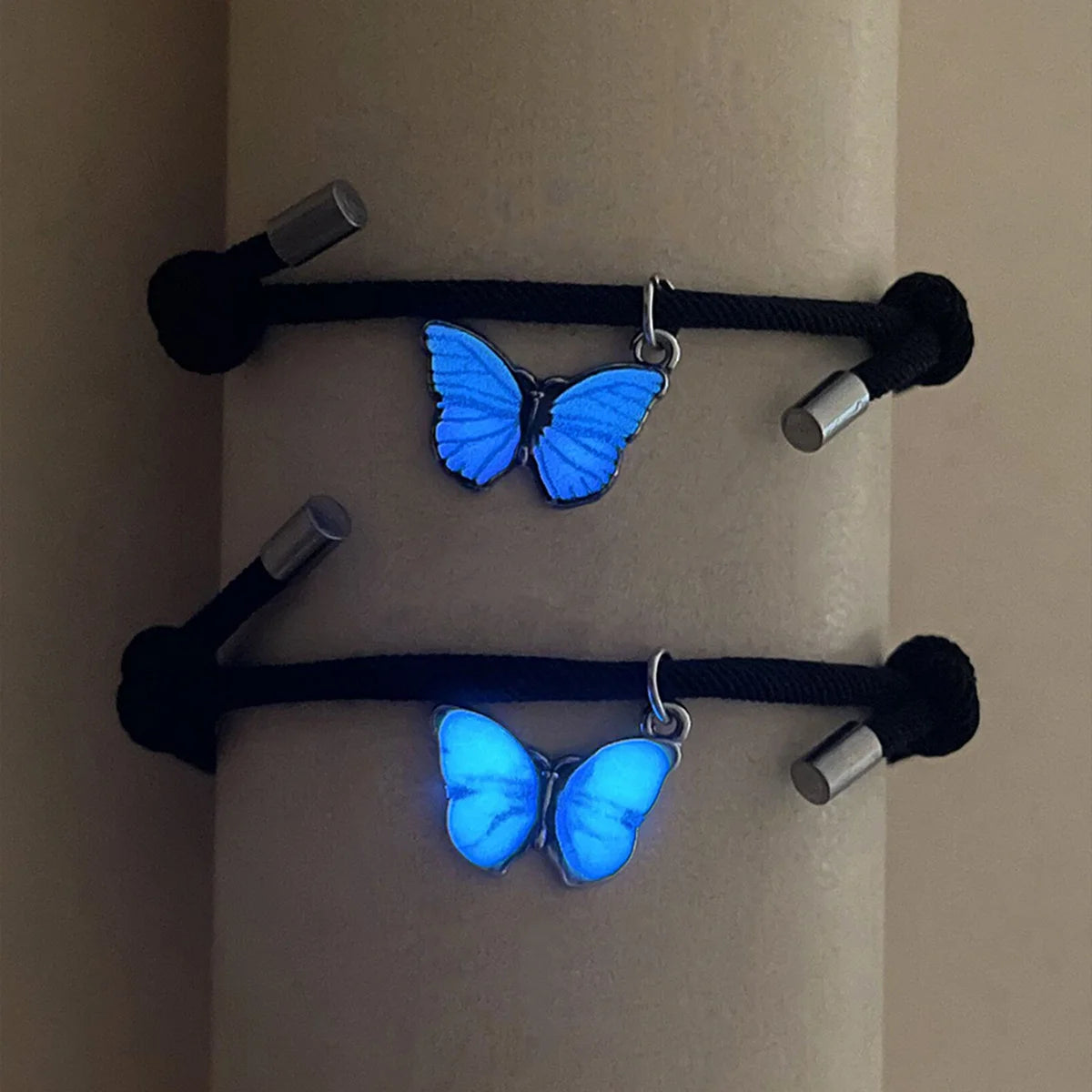 Bracelets pour Couples Gourmette Papillons Lumineux