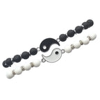 Bracelets for Couples Separable Gourmette Yin Yang in Black and White Natural Stones