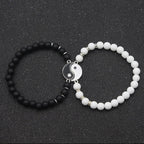 Bracelets for Couples Separable Gourmette Yin Yang in Black and White Natural Stones