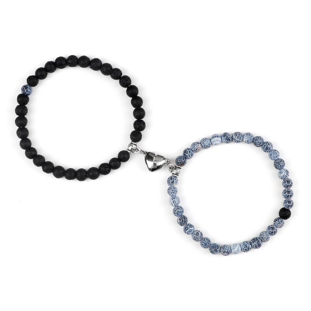 Bracelets pour Couples Gourmette Magnétique Perles