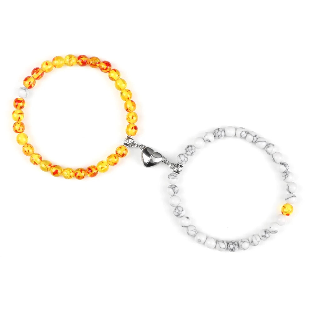 Bracelets pour Couples Gourmette Magnétique Perles