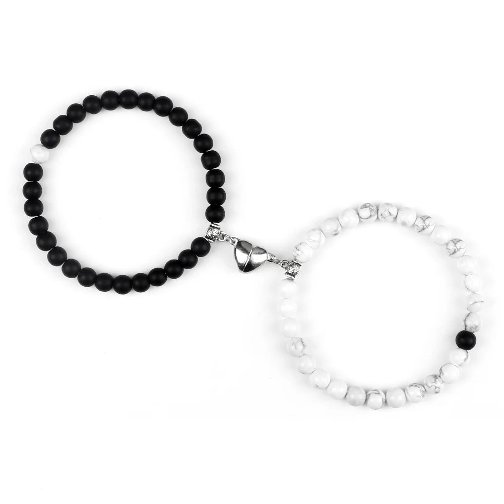 Bracelets pour Couples Gourmette Magnétique Perles