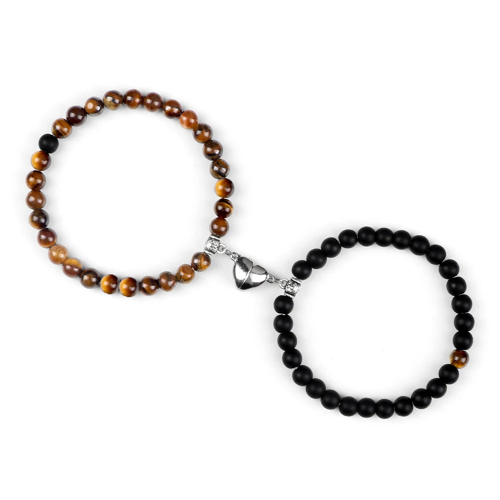 Bracelets pour Couples Gourmette Magnétique Perles