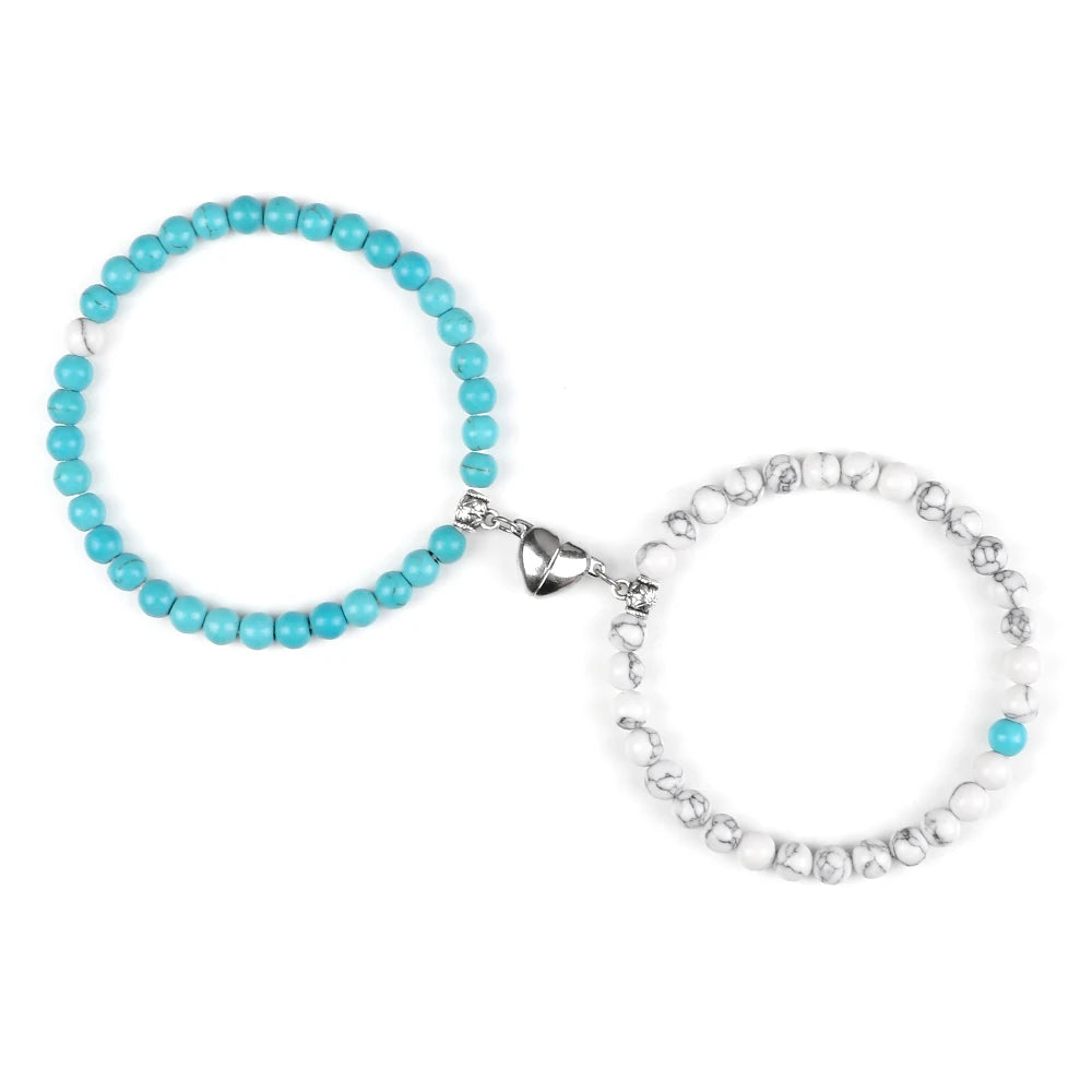 Bracelets pour Couples Gourmette Magnétique Perles
