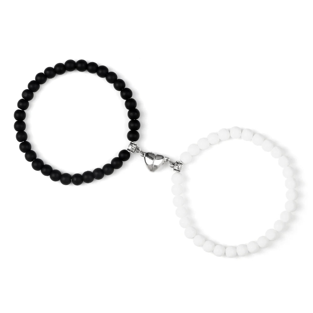 Bracelets pour Couples Gourmette Magnétique Perles