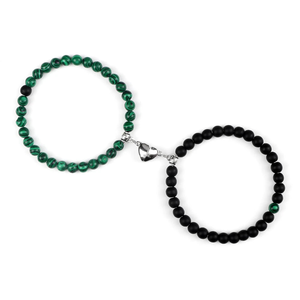 Bracelets pour Couples Gourmette Magnétique Perles