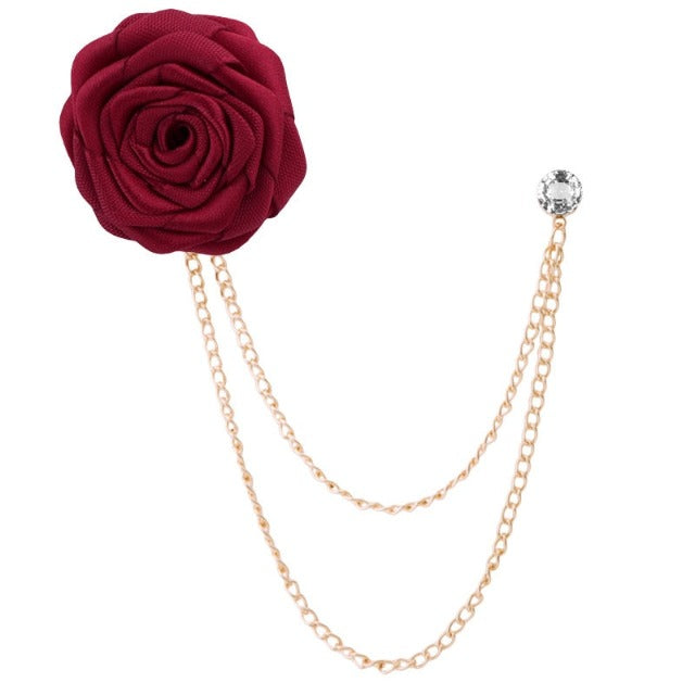 Rose Flower Lapel Pin – Elegant Suit Brooch