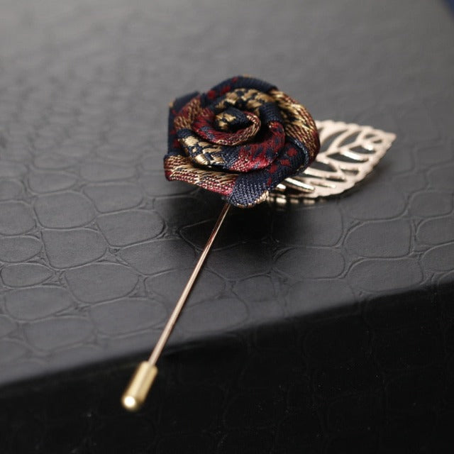 Multicolored Rose Flower Lapel Pin – Elegant Suit Brooch