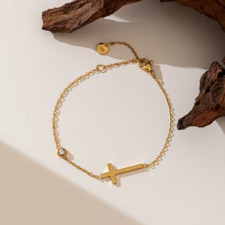Bracelet avec Croix pour Femme Or & Argent