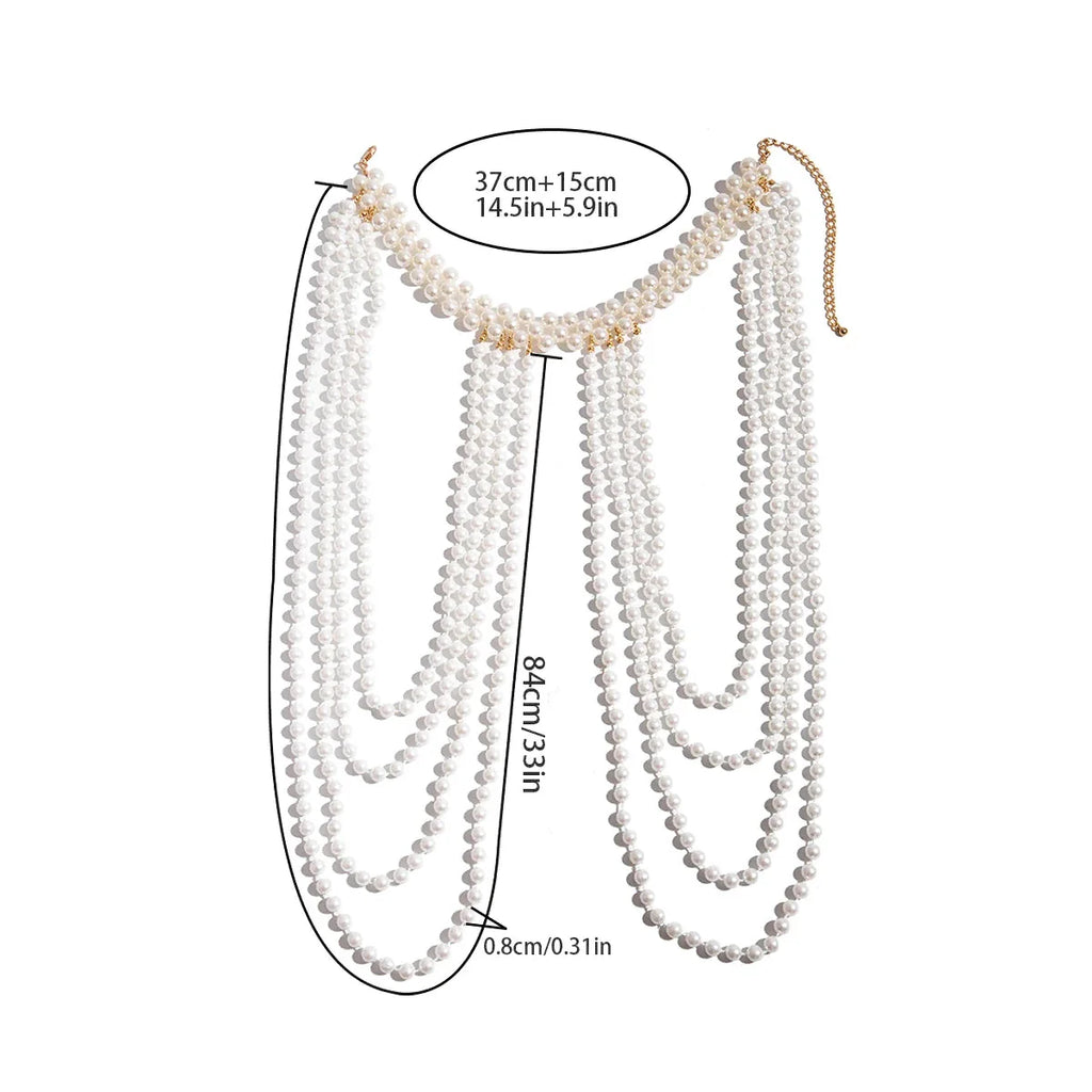 Chaîne d'épaule pour femme avec perles - Bijou pour clavicule & épaule