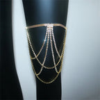 Chaîne de cuisse en strass - bijou de jambe pour femme or