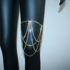 Chaîne de cuisse en strass - bijou de jambe pour femme or